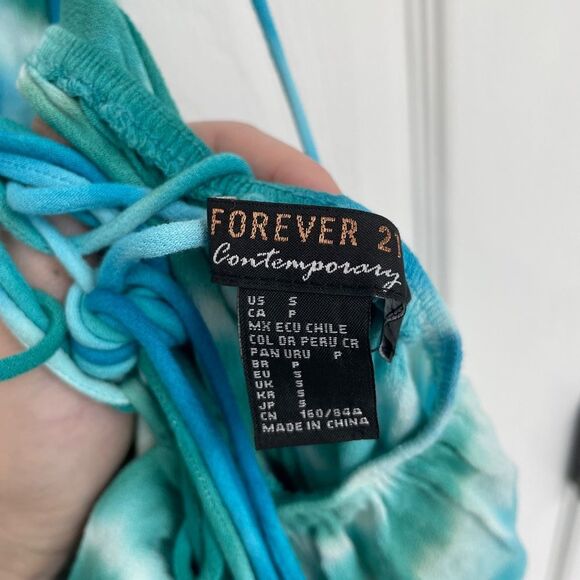 Forever 21 Contemporary Blue Green Tie Dye Swim Coverup Dress Women’s Size S - Picture 3 of 5